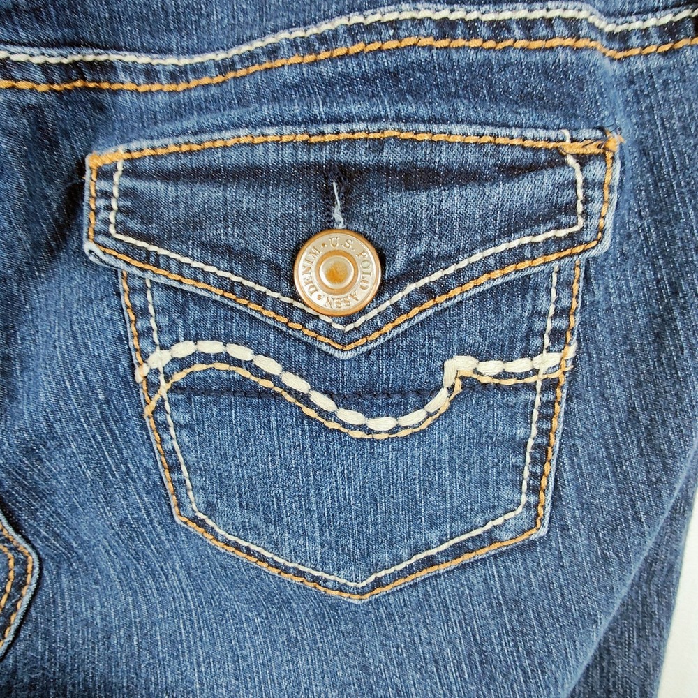 US Polo Assn Jeans Women's 5/6 Skinny Dark Wash Low Rise Flap Pocket - Picture 7 of 12